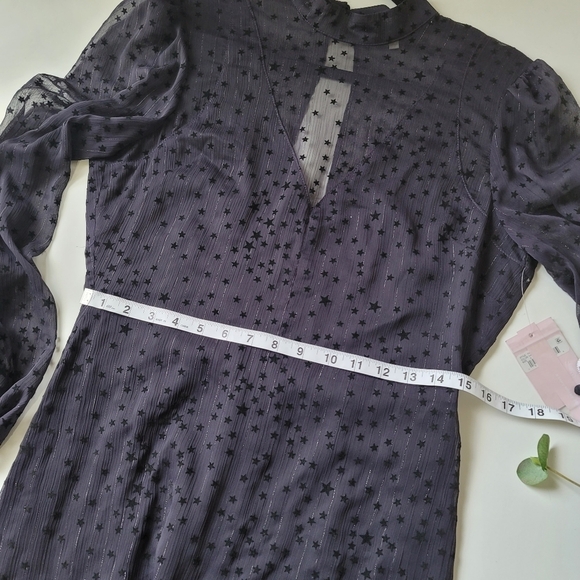 NWT Avec Les Filles flocked stars sheer dress - Picture 8 of 10